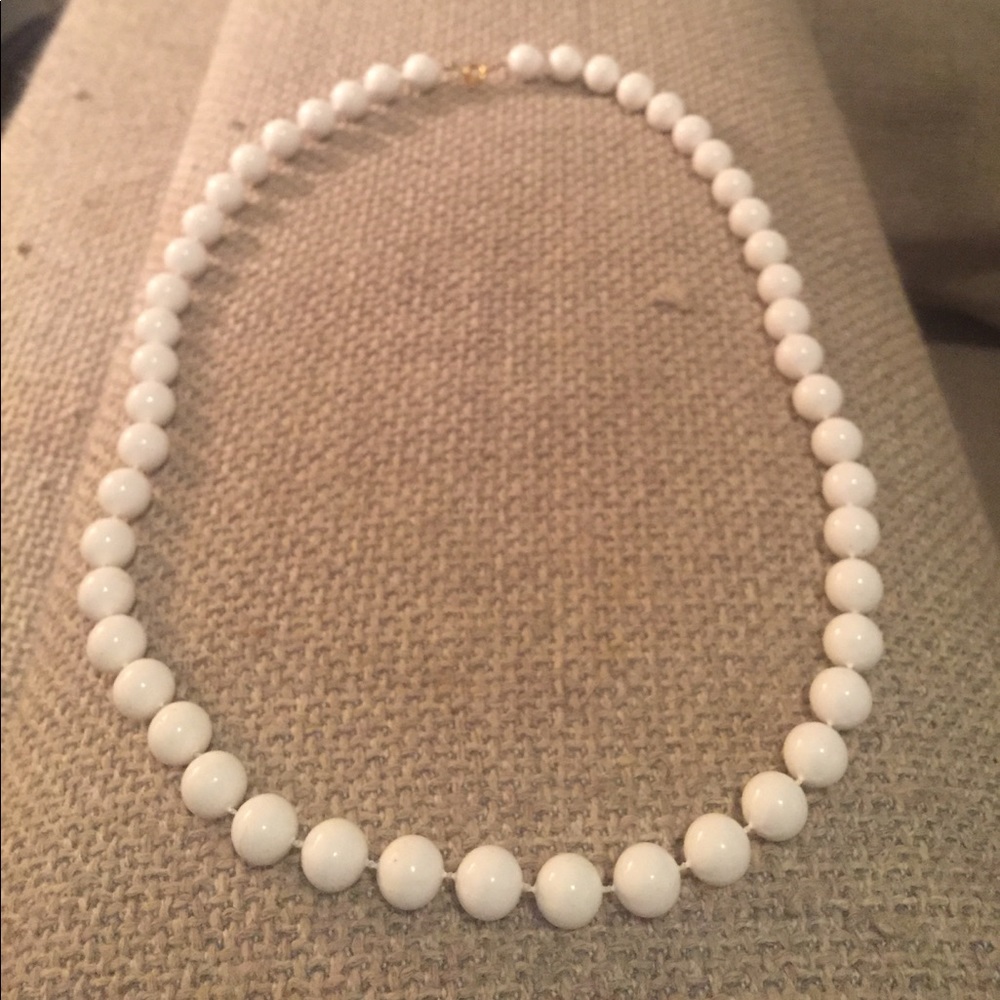 Vintage White Bead Necklace